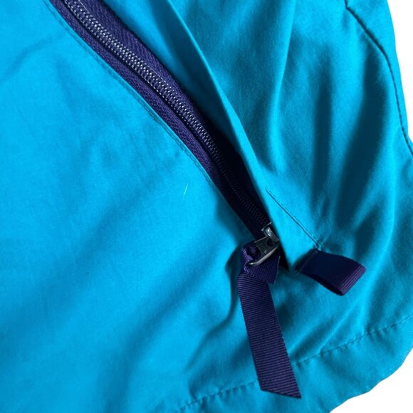 VTG Patagonia Long Jacket Full Zip Turquoise Adult Sz Large Hood Zip Pockets - Picture 11 of 15